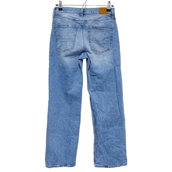 American Eagle High Waisted Stovepipe Jeans Size 00 Blue Y2k Retro Light Wash - Picture 3 of 9